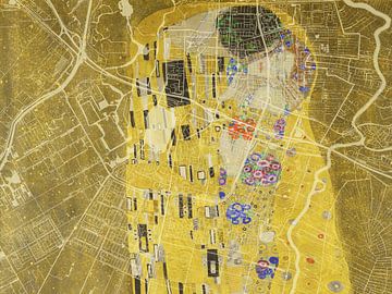Kaart van Amstelveen met de Kus van Gustav Klimt van Map Art Studio