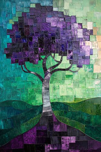 Paarse boom in abstracte stijl
