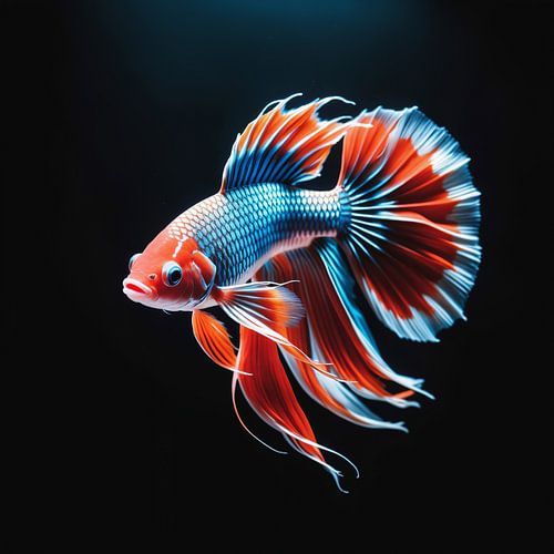 mooie betta vissen geïsoleerd op zwarte achtergrond
