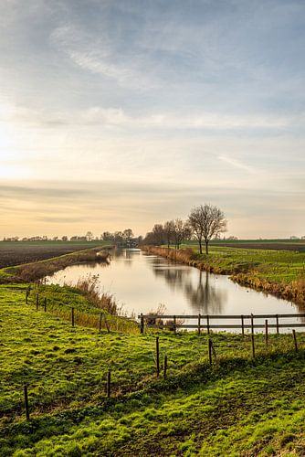 Schilderachtig beeld van een Nederlandse polder bij Heerjansdam