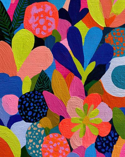 vrolijke kleuren in huis met bloemen