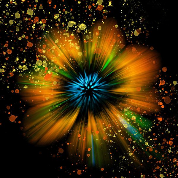 Orange flower with paint splashes, abstract by Yanuschka | Fotografie Noordwijk