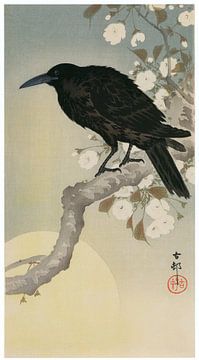 Ohara Koson - Kersenbloesems en kraai met maan (bewerkt) van Peter Balan