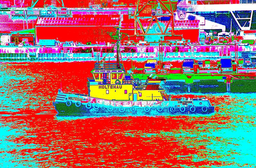 Tugboat in the port of Hamburg by Uwe Golz