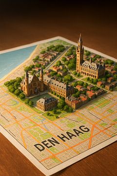 La Haye Binnenhof &amp ; Palais de la Paix Carte 3D - Royal City Art sur Travel Shop