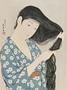 Frau beim Kämmen der Haare - Hashiguchi Goyo, 1920 von Atelier Liesjes Miniaturansicht