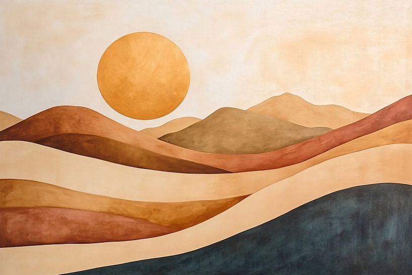 Abstract Sunset with rolling hills by Art & Soul Creations