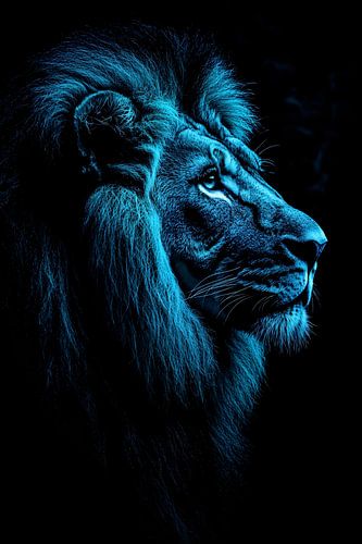 Blauwe leeuw in profiel