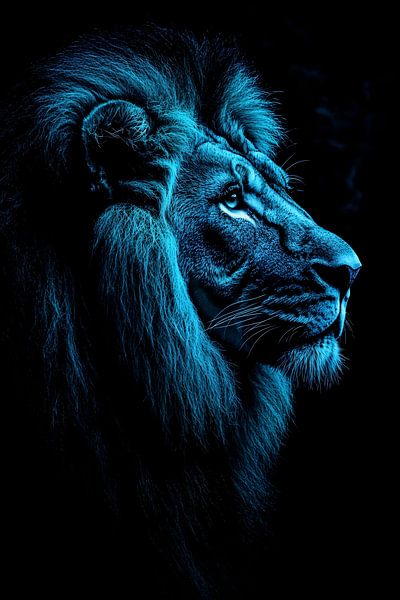 Lion bleu de profil par Imperial Art House