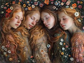 women flowers and stars