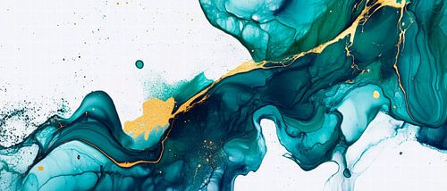 Aquarellmuster in Blau und Gold