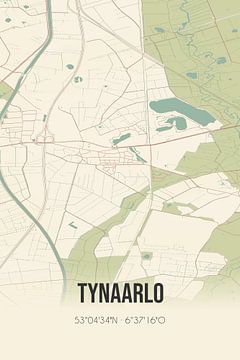 Vintage landkaart van Tynaarlo (Drenthe) van Rezona