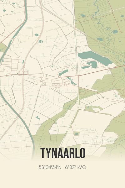 Vintage map of Tynaarlo (Drenthe) by Prints of Place
