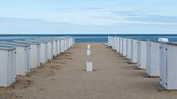 White cabins on the beach