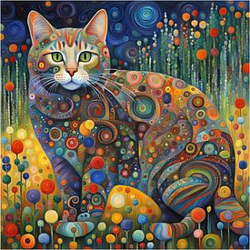 Cat among flowers by Shirley Hoekstra