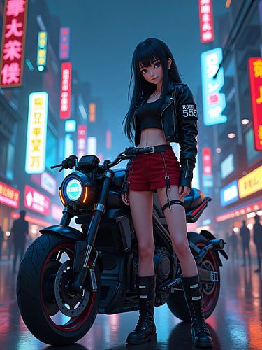 Een cyberpunkstad bij nacht