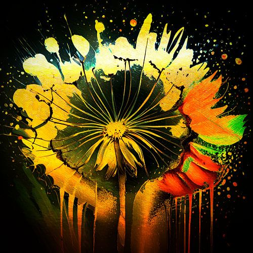 Abstrakter Löwenzahn in Gold