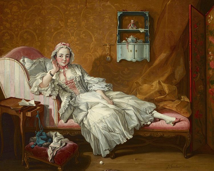 Eine Dame auf ihrem Tagesbett, François Boucher von Meisterhafte Meister