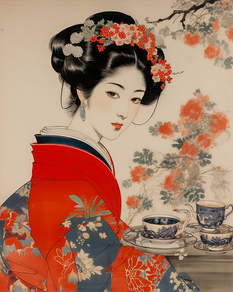 Hokusai Geisha 06 by Peet de Rouw