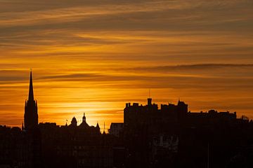 Coucher de soleil sur le château d'Édimbourg, Édimbourg, Écosse, Royaume-Uni sur Arch White