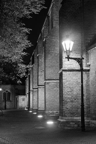 Old church Delft in black and white