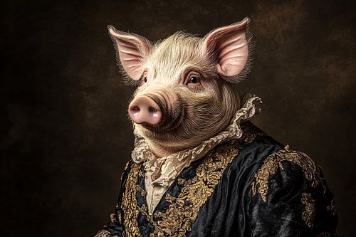 Klassiek portret van een varken