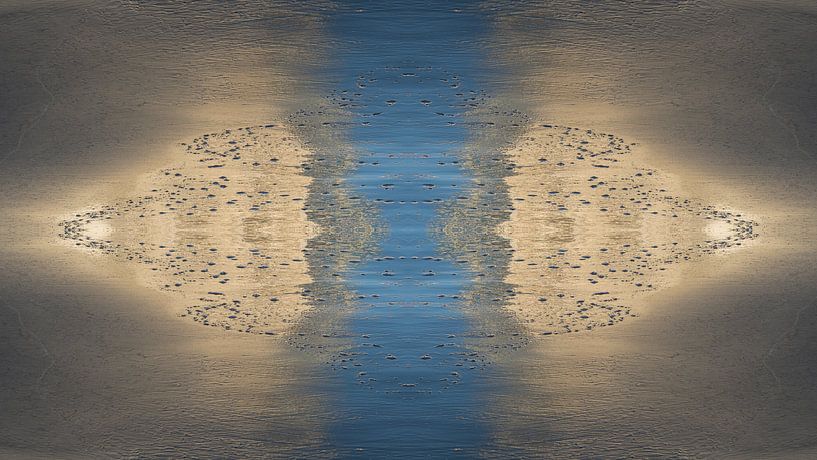 Golden yellow and blue reflections in the wet sand 1 by Adriana Mueller