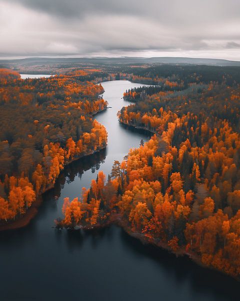 Herfstlandschap van bovenaf van fernlichtsicht