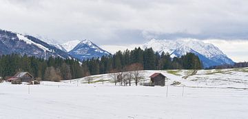 Winter landscape with snow near Reit im Winkl