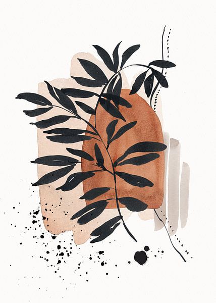 Aquarelle botanique abstraite Art Wabi-sabi par Diana van Tankeren