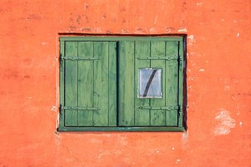 Orange wall and green window by Werner Lerooy