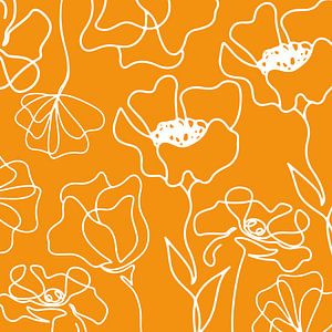 Skandinavischer Blumen Markt Grün Leuchtend Orange