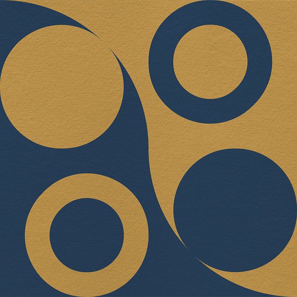Bauhaus- und 70er-Jahre-Retro-Geometrie in Blau und Gelb von Dina Dankers