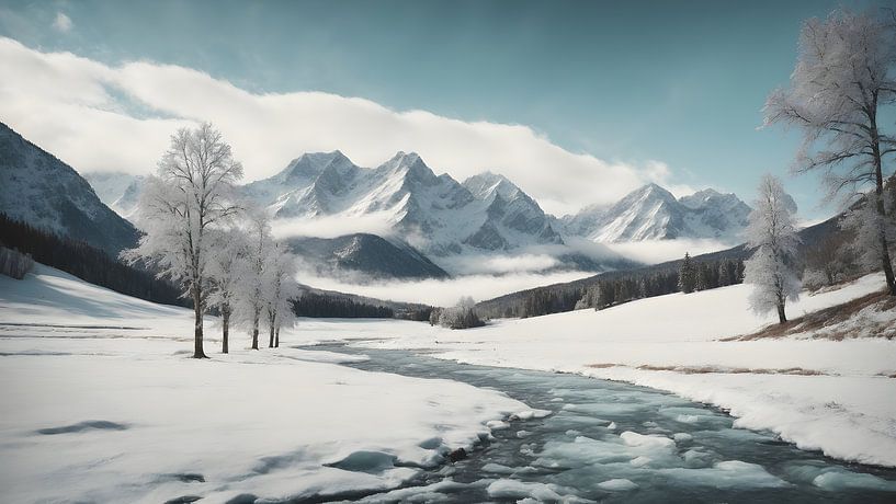 Fluss im Schnee von Anton de Zeeuw