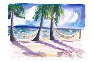 Chillen in de Caraïben met hangmatten op het strand van Markus Bleichner