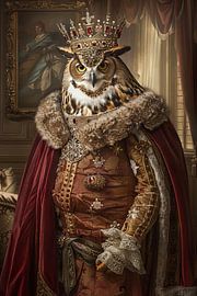 Hibou - Portrait d'animal baroque avec couronne sur Poster Art Shop
