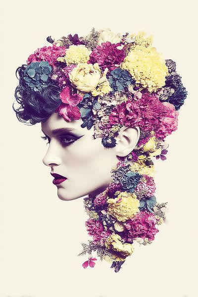 peinture femme avec fleurs par Egon Zitter