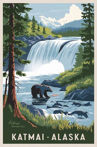 Katmai, Alaska Vintage Reisposter