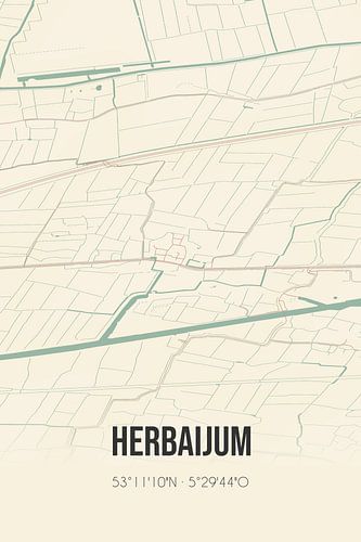 Vintage landkaart van Herbaijum (Fryslan)