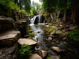 Waterfall in a forest, photo taken with a Canon R7 camera by Jan Bechtum
