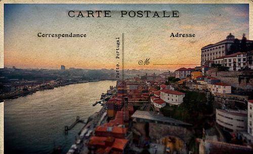oude retro postkaart van Porto