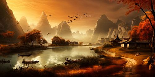 Herfstlandschap in Azie