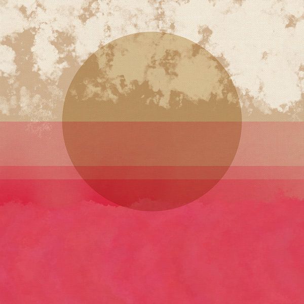Modern abstract sunset art in warm pink and beige by Dina Dankers