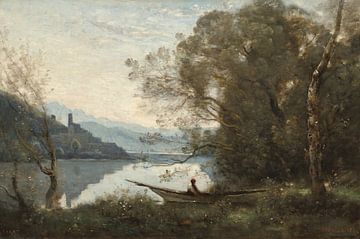 De aangemeerde bootman: Souvenir van een Italiaans meer, Jean-Baptiste-Camille Corot