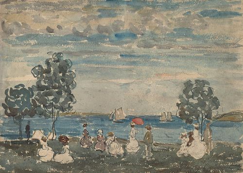 Maurice Prendergast-Figuren op een strand