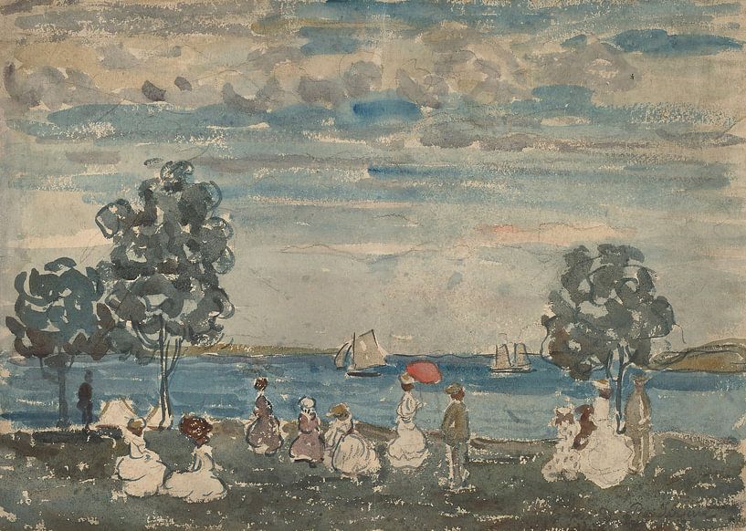 Maurice Prendergast-Figuren an einem Strand von finemasterpiece