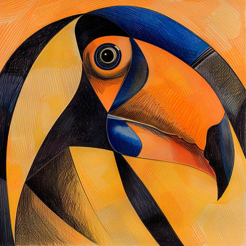 Toekan in modern abstract lijnenspel