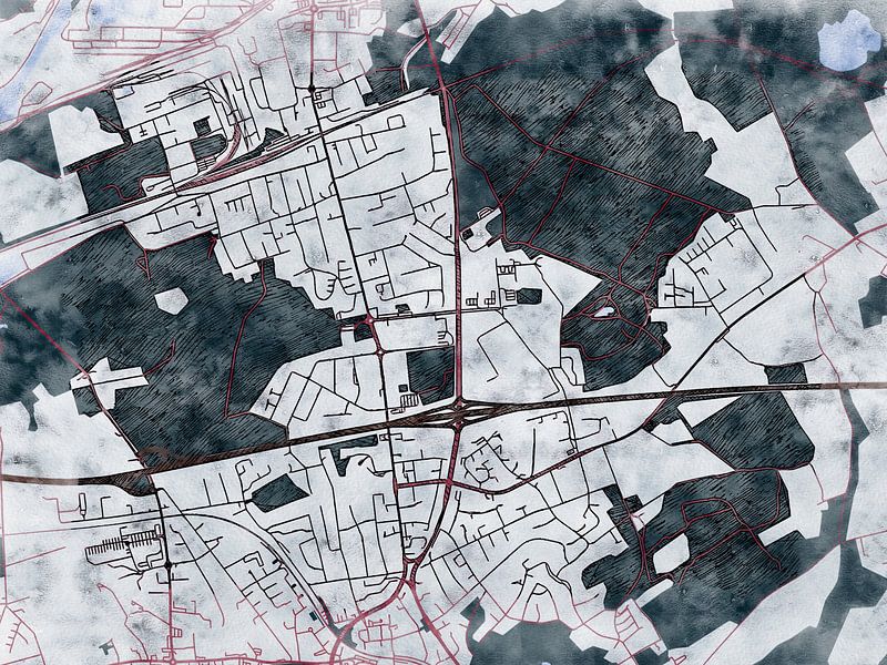 Map of Castrop-Rauxel with the style 'White Winter' by Maporia