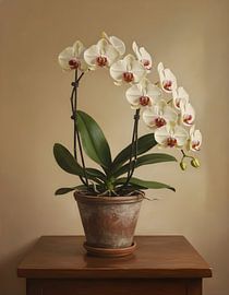 Phalaenopsis-Orchidee ‚Bellina‘ in einem Tontopf von Regan Frederick