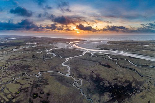 Slufter Texel zonsondergang